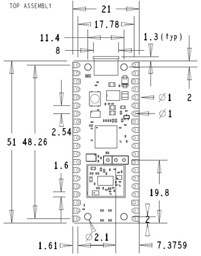 Pico W Dimensions